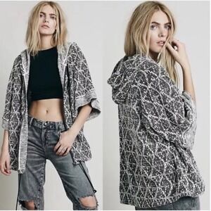 Free People Santa Fe Jacquard Zippered Boho Cozy Kimono Hoodie Women‎ M